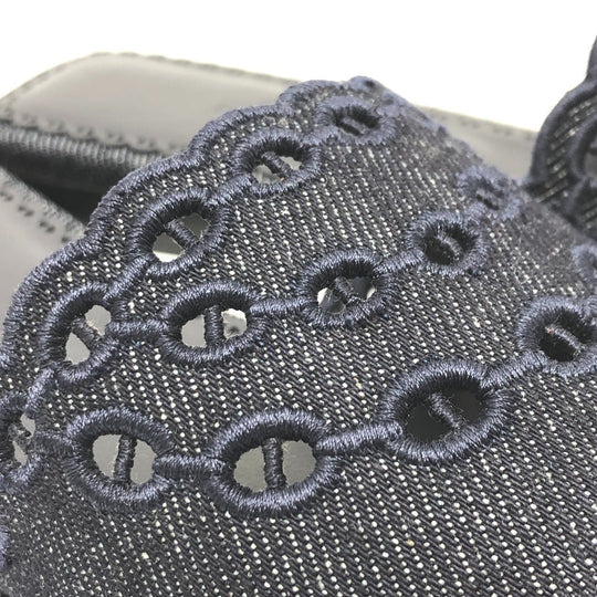 HERMES Sandals denim Navy Gael Chene Dunkle Women 35 Used Authentic