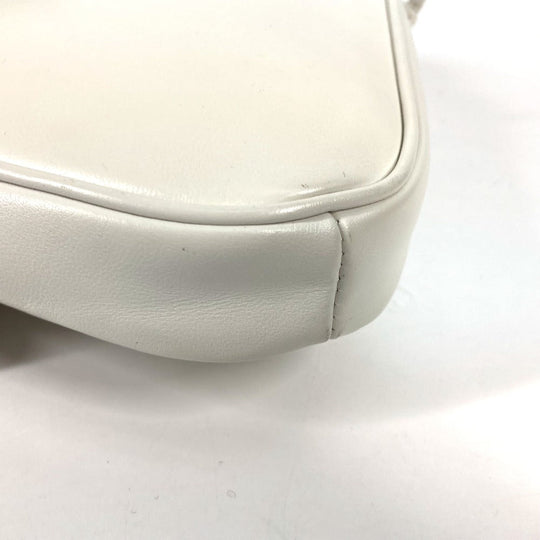 CELINE Shoulder Bag leather white Triangle logo triangle Women Used Authentic