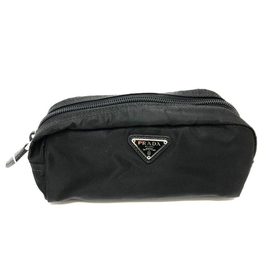 PRADA Pouch 1NA350 Nylon black Triangle logo Women Secondhand Authentic