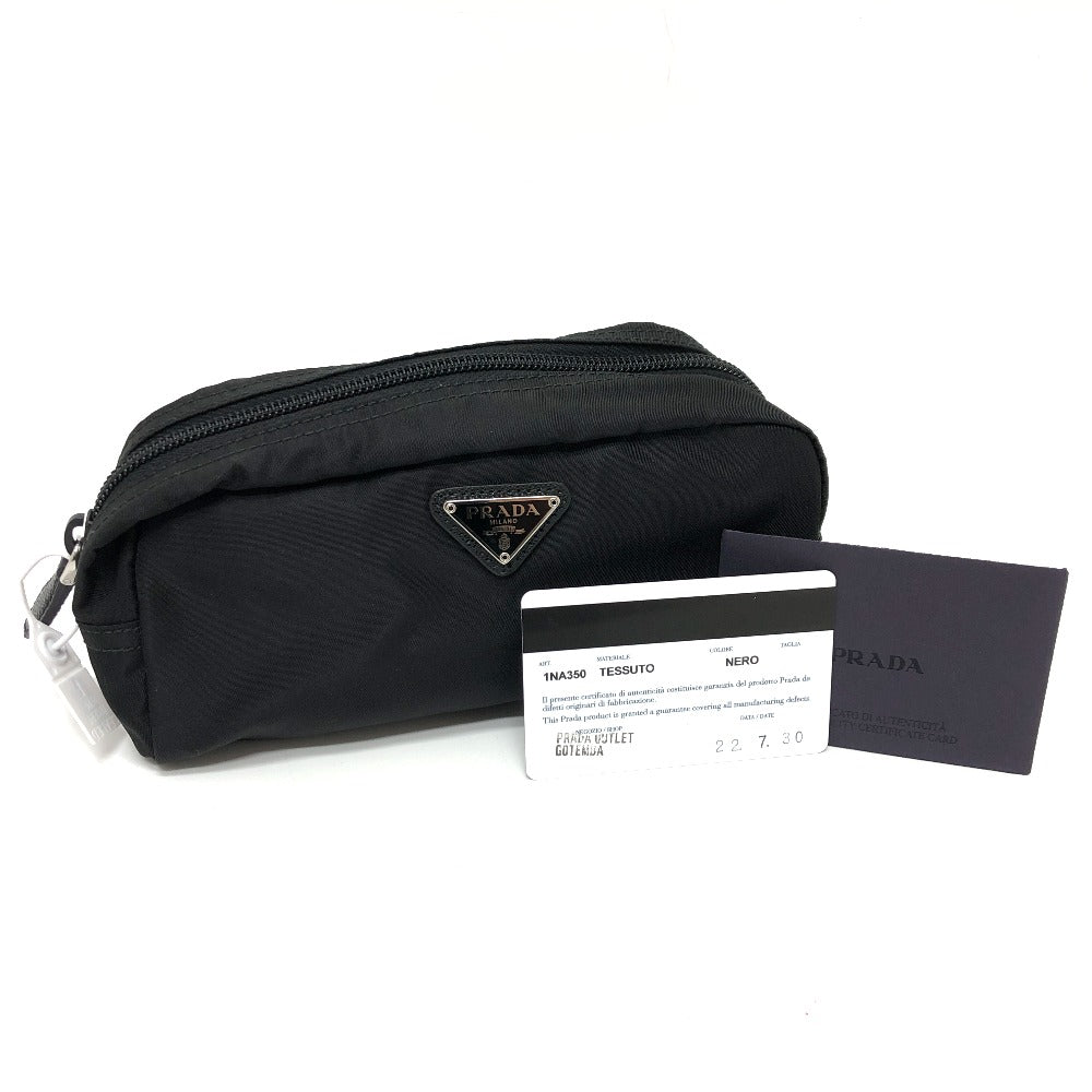 PRADA Pouch 1NA350 Nylon black Triangle logo Women Secondhand Authentic