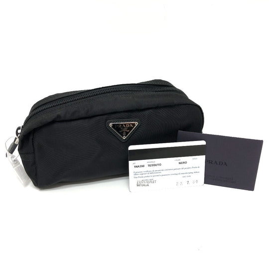 PRADA Pouch 1NA350 Nylon black Triangle logo Women Secondhand Authentic
