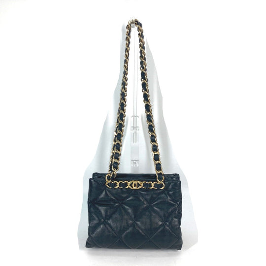 CHANEL Shoulder Bag AS3502 lambskin black Chain bag quilted Matelasse small shopping bag Women Used Authentic