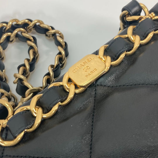 CHANEL Shoulder Bag AS3502 lambskin black Chain bag quilted Matelasse small shopping bag Women Used Authentic