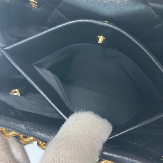 CHANEL Shoulder Bag AS3502 lambskin black Chain bag quilted Matelasse small shopping bag Women Used Authentic