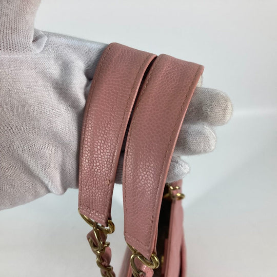 CHANEL Shoulder Bag A50994  Caviar skin pink Tote Bag Chain Matelasse PST Tote Women Used Authentic