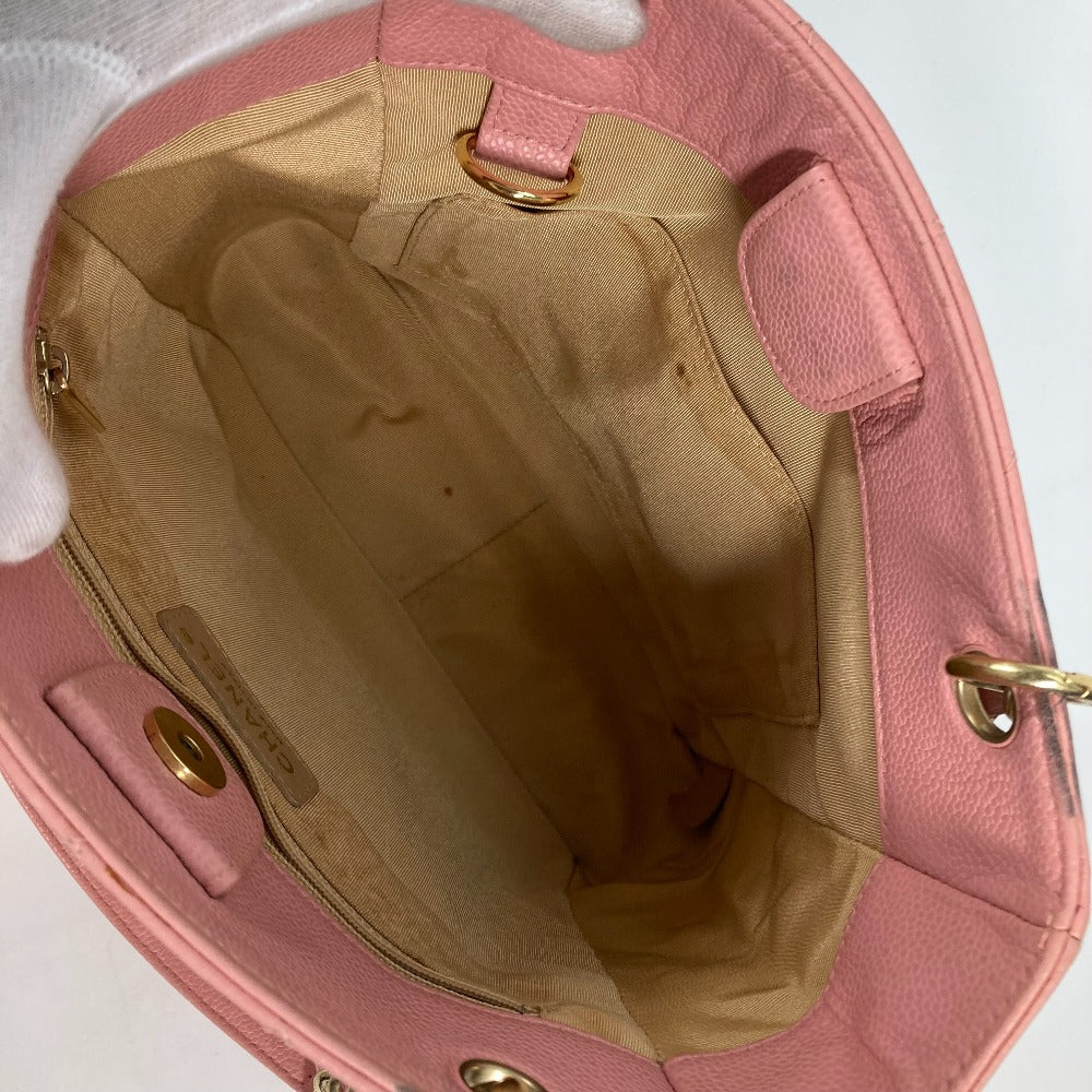 CHANEL Shoulder Bag A50994  Caviar skin pink Tote Bag Chain Matelasse PST Tote Women Used Authentic