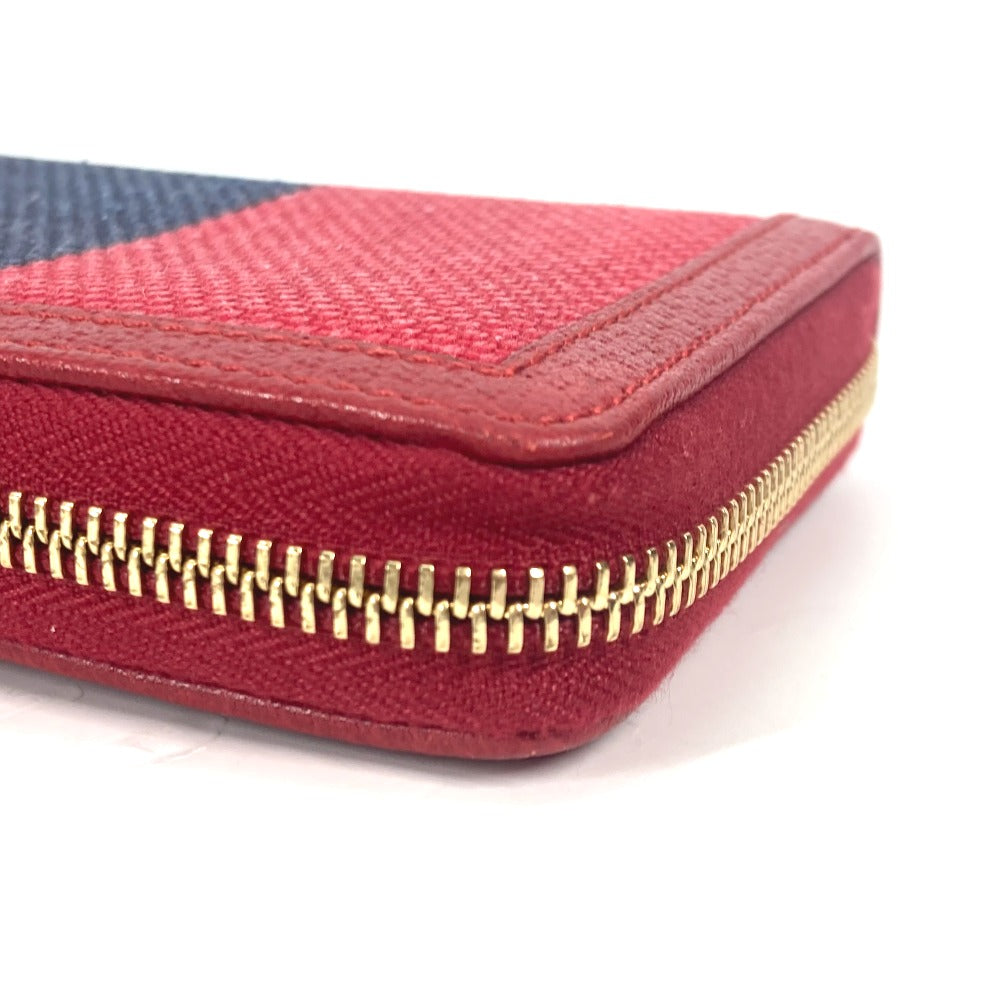 GUCCI Long Wallet Purse 524790 Canvas / leather Red Long wallet logo stripe Women Used Authentic