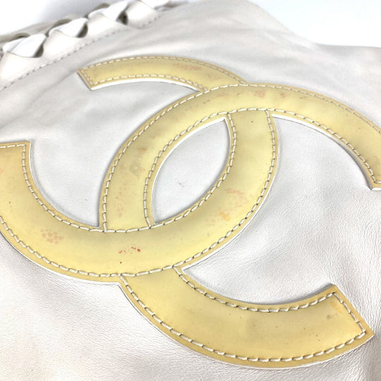 CHANEL Shoulder Bag leather white Shoulder Decacoco CC COCO Mark Women Used Authentic