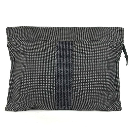 HERMES Pouch canvas gray Her Line Pouch MM unisex(Unisex) Used Authentic
