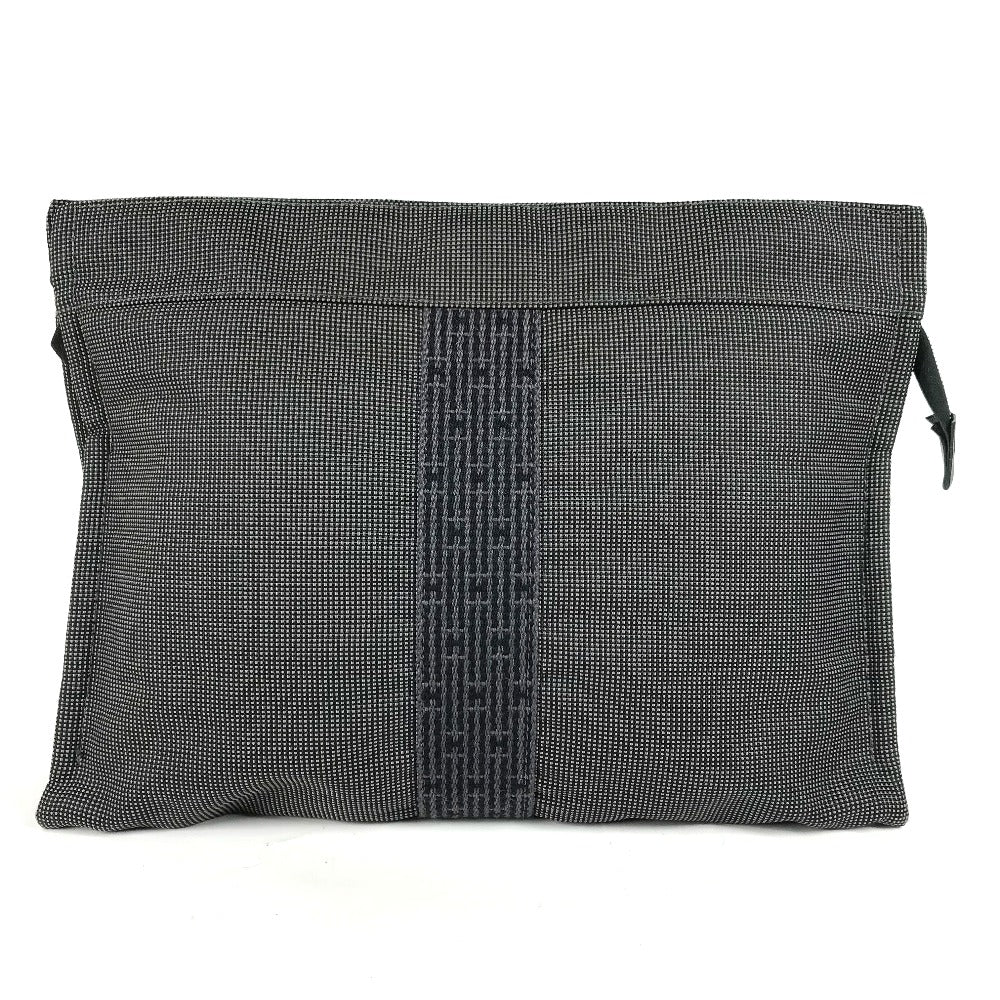 HERMES Pouch canvas gray Her Line Pouch MM unisex(Unisex) Used Authentic
