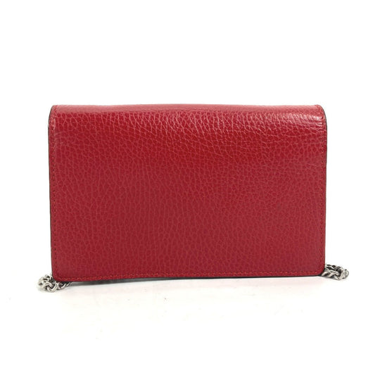 GUCCI Shoulder Bag 476432 leather Red 2WAY Bag Pouch Clutch Bag Dionysus Rhinestone Women Used Authentic