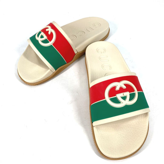 GUCCI Sandals 655265 rubber beige Sherry line GG mens 6 Used Authentic