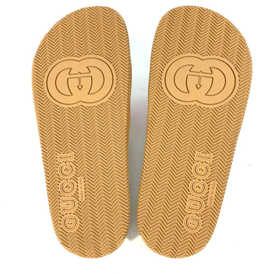 GUCCI Sandals 655265 rubber beige Sherry line GG mens 6 Used Authentic