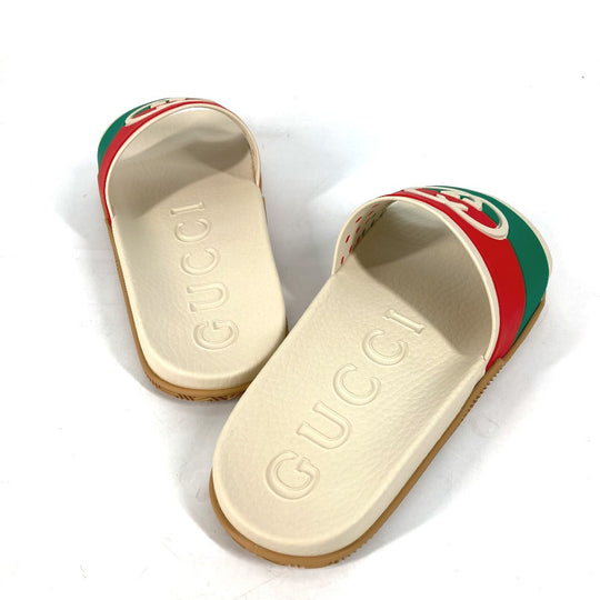 GUCCI Sandals 655265 rubber beige Sherry line GG mens 6 Used Authentic