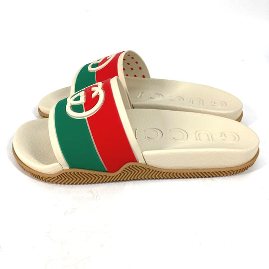 GUCCI Sandals 655265 rubber beige Sherry line GG mens 6 Used Authentic