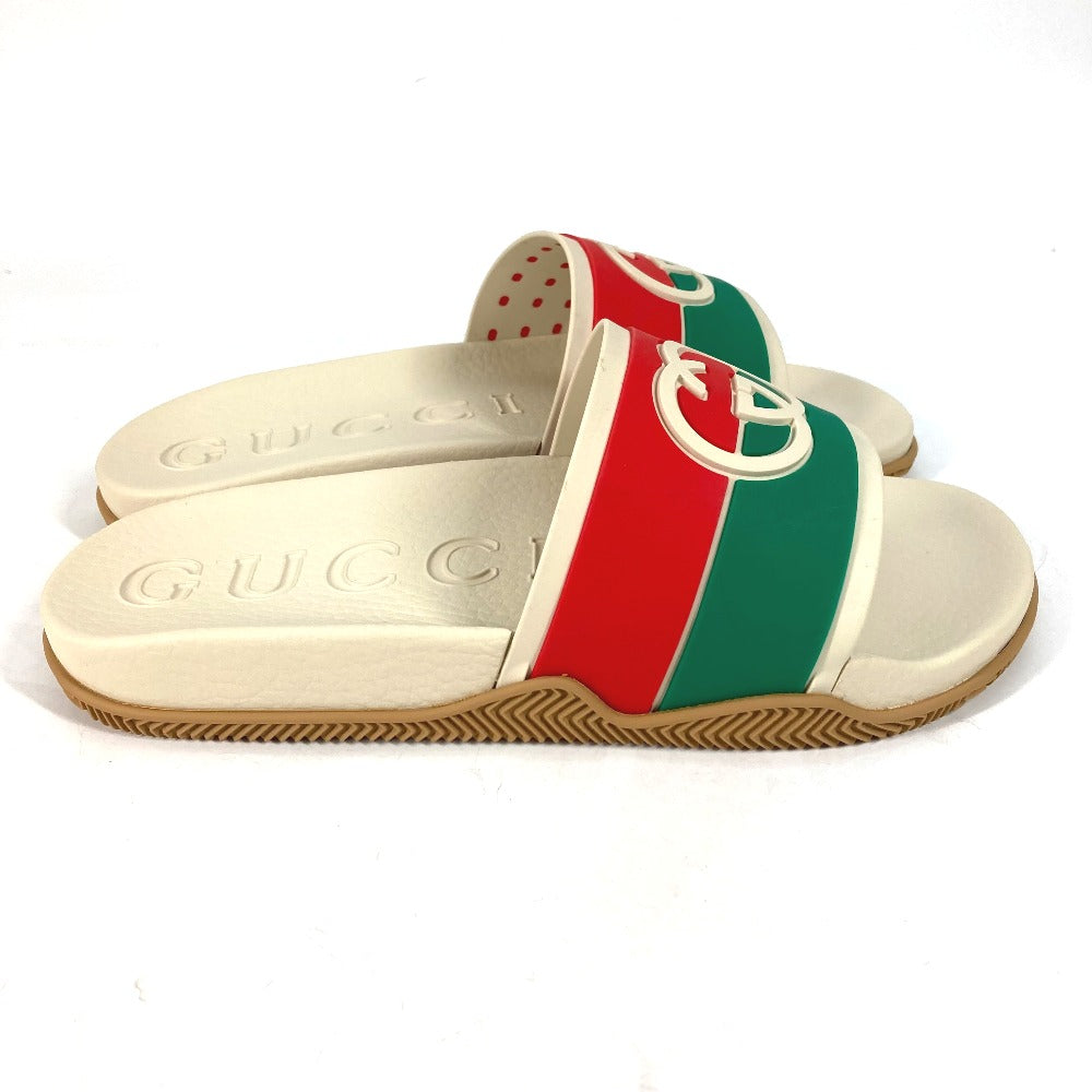 GUCCI Sandals 655265 rubber beige Sherry line GG mens 6 Used Authentic