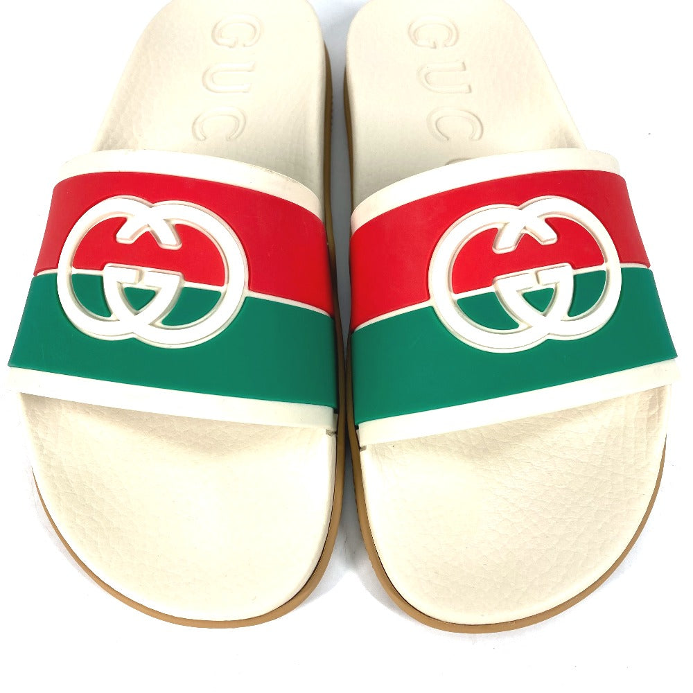 GUCCI Sandals 655265 rubber beige Sherry line GG mens 6 Used Authentic