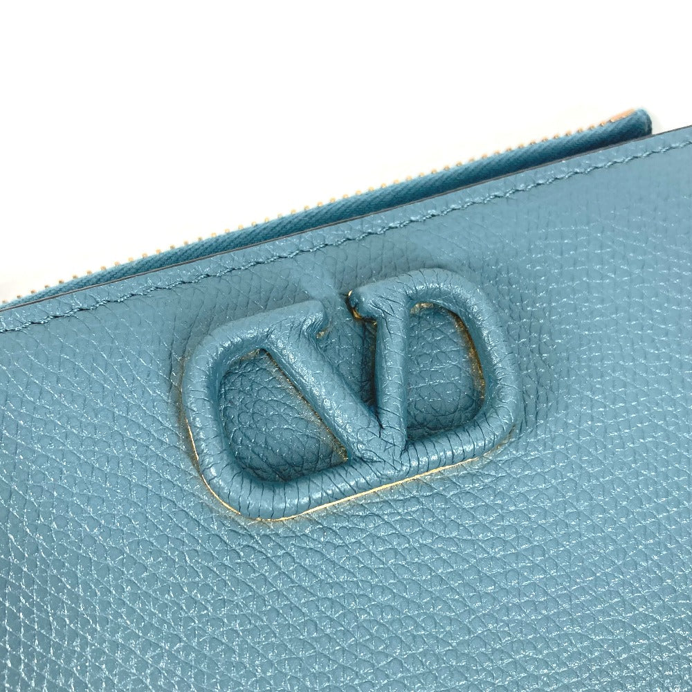 VALENTINO Folded wallet TW2P0T46RQR leather blue V logo mens Used Authentic