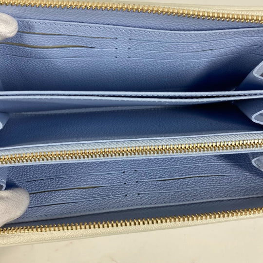 LOUIS VUITTON Long Wallet Purse M83308 Monogram Ann Platt Leather blue Monogram Ann Platt Zippy wallet Women Secondhand Authentic