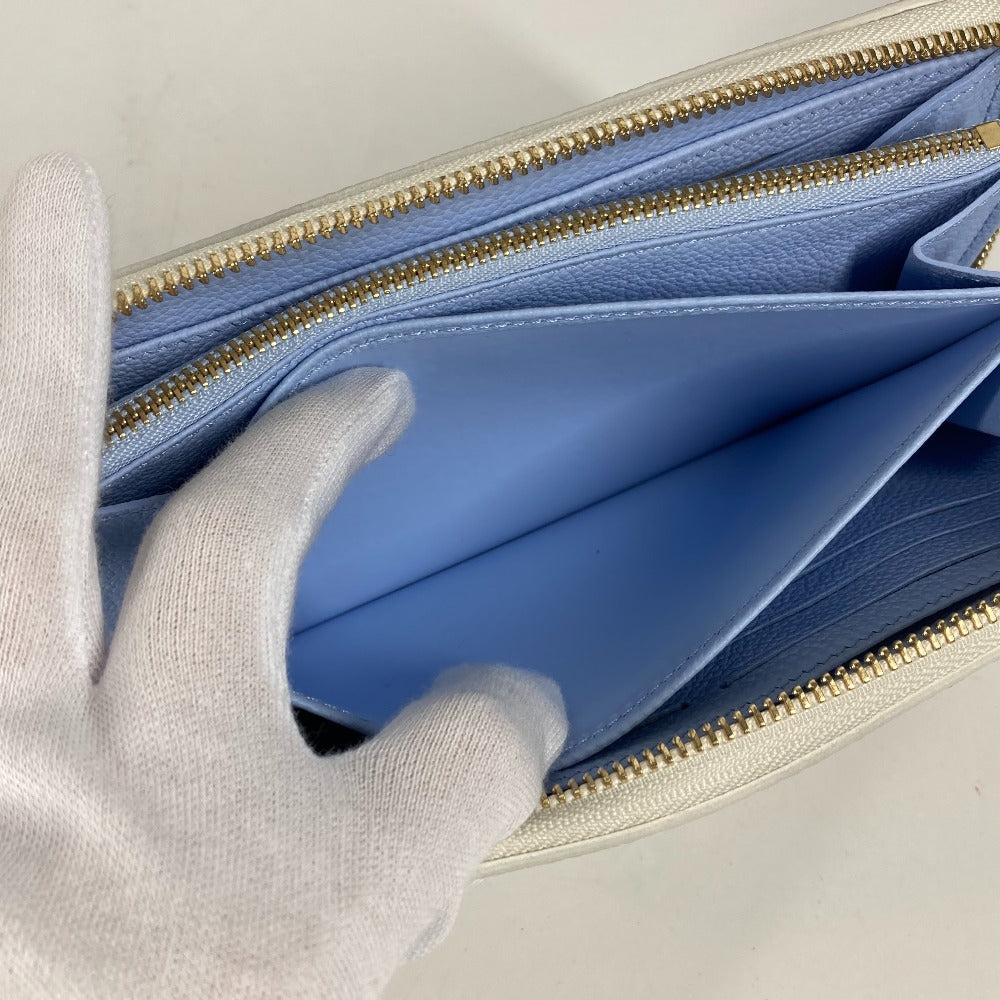 LOUIS VUITTON Long Wallet Purse M83308 Monogram Ann Platt Leather blue Monogram Ann Platt Zippy wallet Women Secondhand Authentic