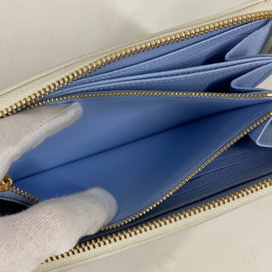 LOUIS VUITTON Long Wallet Purse M83308 Monogram Ann Platt Leather blue Monogram Ann Platt Zippy wallet Women Secondhand Authentic