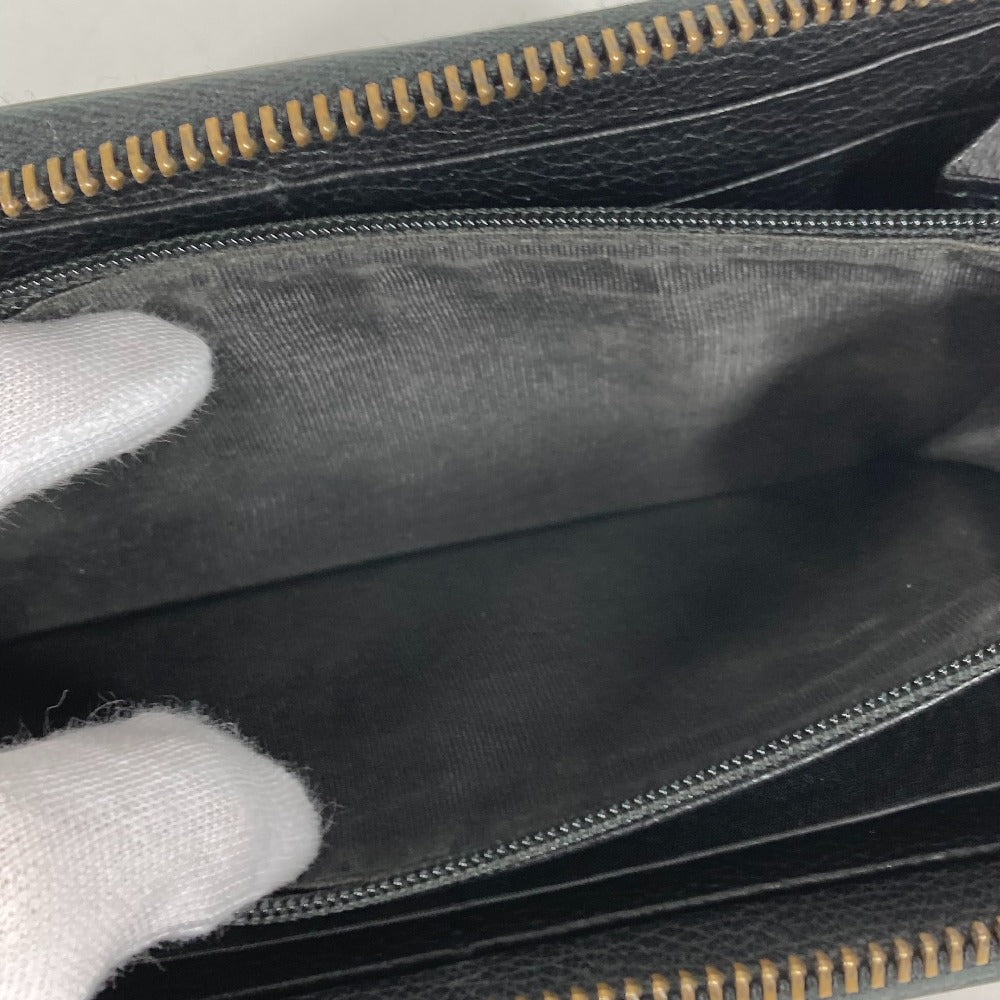GUCCI Long Wallet Purse 496317 leather black logo mens Used Authentic