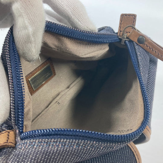FENDI Sling bag Leather / canvas blue Denim Rainbow logo FF Women Used Authentic