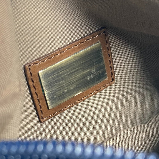 FENDI Sling bag Leather / canvas blue Denim Rainbow logo FF Women Used Authentic