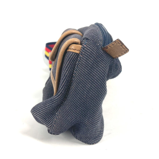 FENDI Sling bag Leather / canvas blue Denim Rainbow logo FF Women Used Authentic