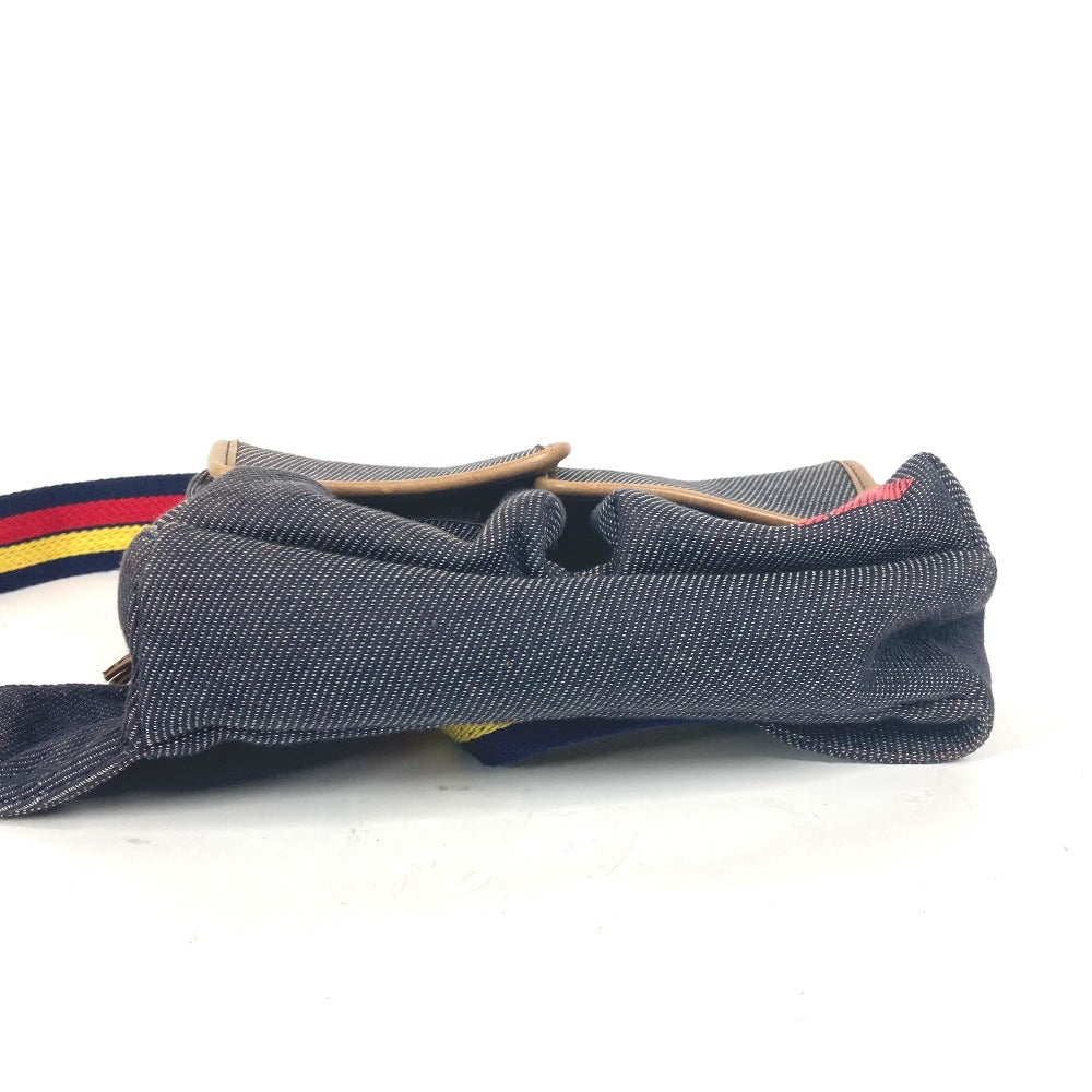 FENDI Sling bag Leather / canvas blue Denim Rainbow logo FF Women Used Authentic