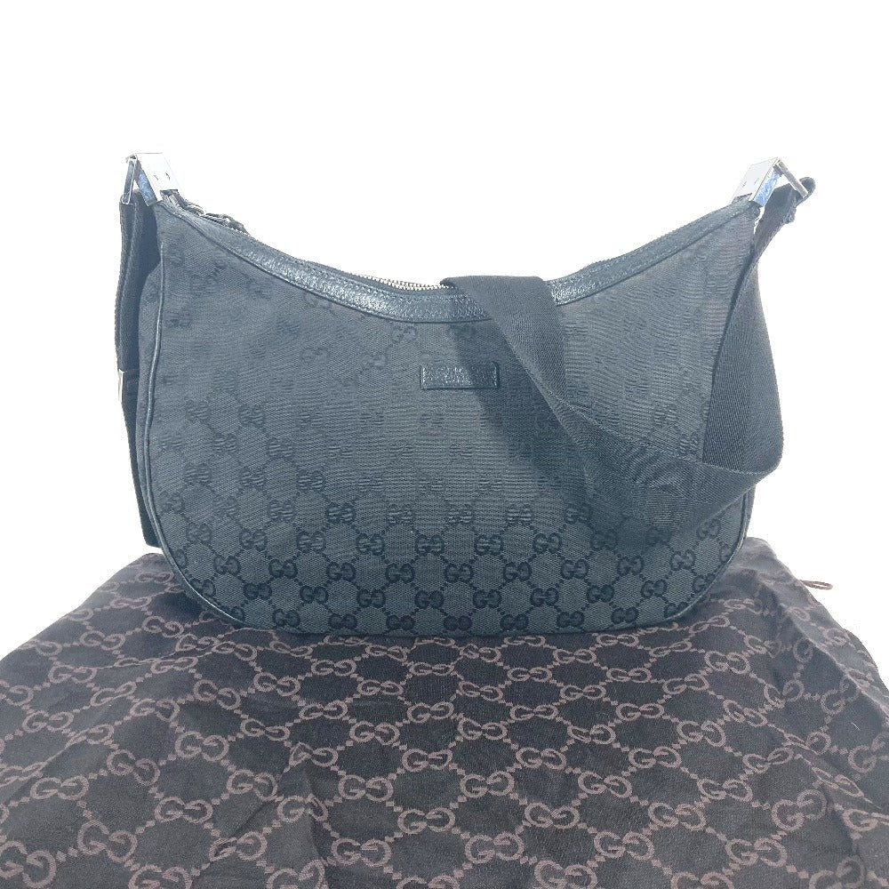 GUCCI Shoulder Bag 122790 GG canvas / leather black GG mens Used Authentic