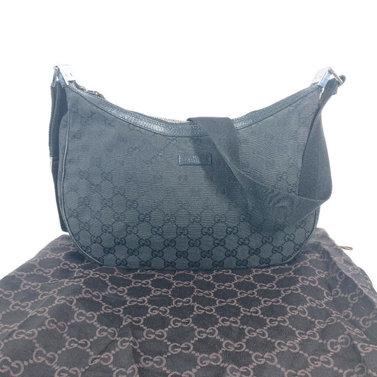 GUCCI Shoulder Bag 122790 GG canvas / leather black GG mens Used Authentic