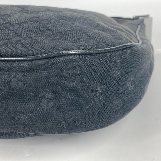GUCCI Shoulder Bag 122790 GG canvas / leather black GG mens Used Authentic