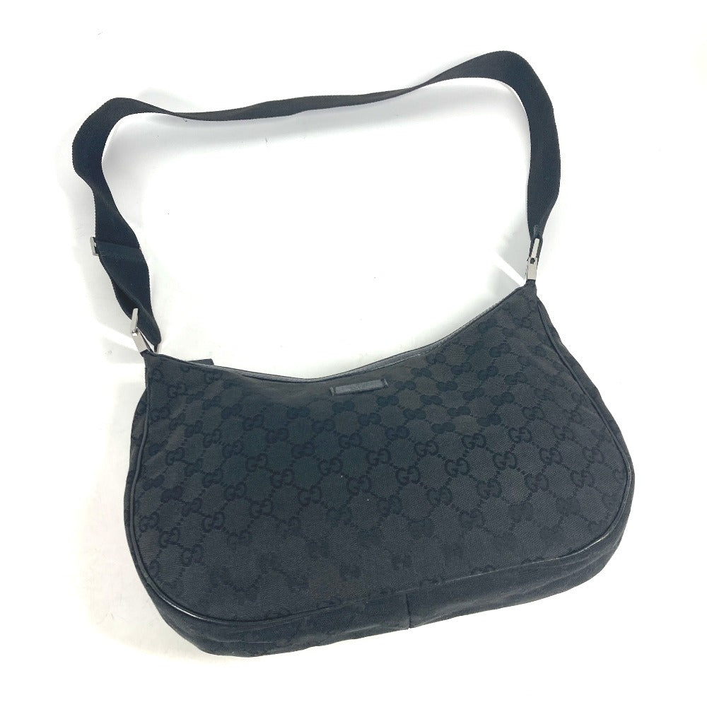 GUCCI Shoulder Bag 122790 GG canvas / leather black GG mens Used Authentic