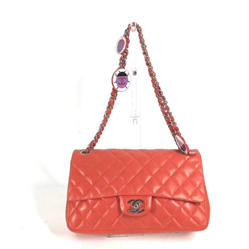 CHANEL Shoulder Bag lambskin Red Shoulder Matelasse 25 Ladybug Strawberry Women Used Authentic