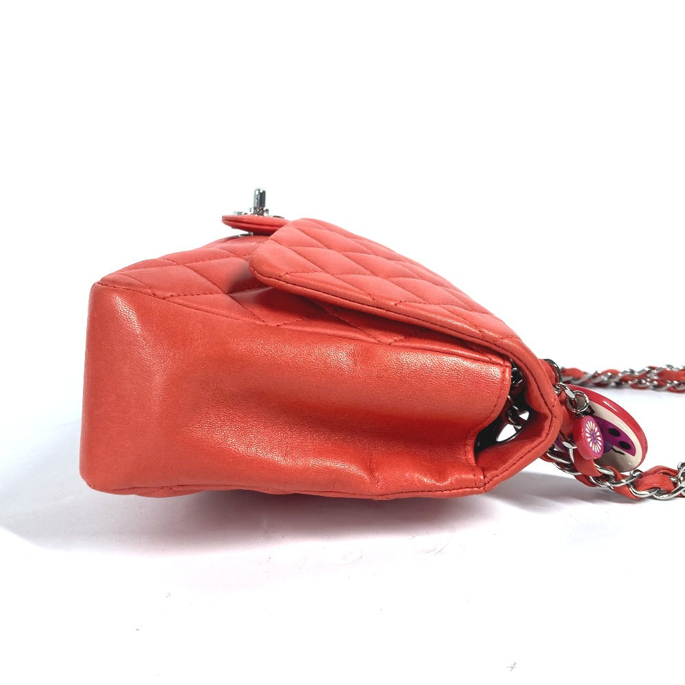CHANEL Shoulder Bag lambskin Red Shoulder Matelasse 25 Ladybug Strawberry Women Used Authentic