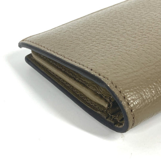 GUCCI Long Wallet Purse 428740 leather khaki Long wallet Double G GG Marmont mens Used Authentic