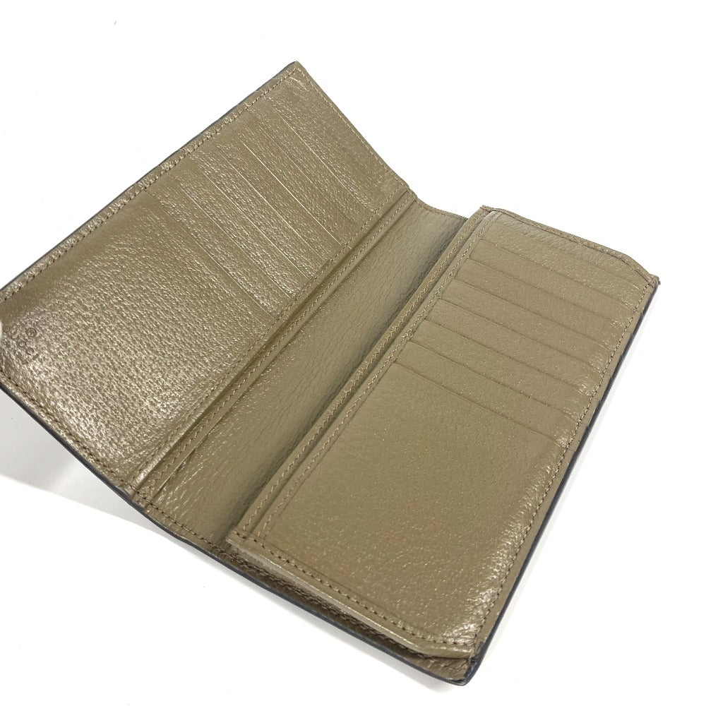 GUCCI Long Wallet Purse 428740 leather khaki Long wallet Double G GG Marmont mens Used Authentic