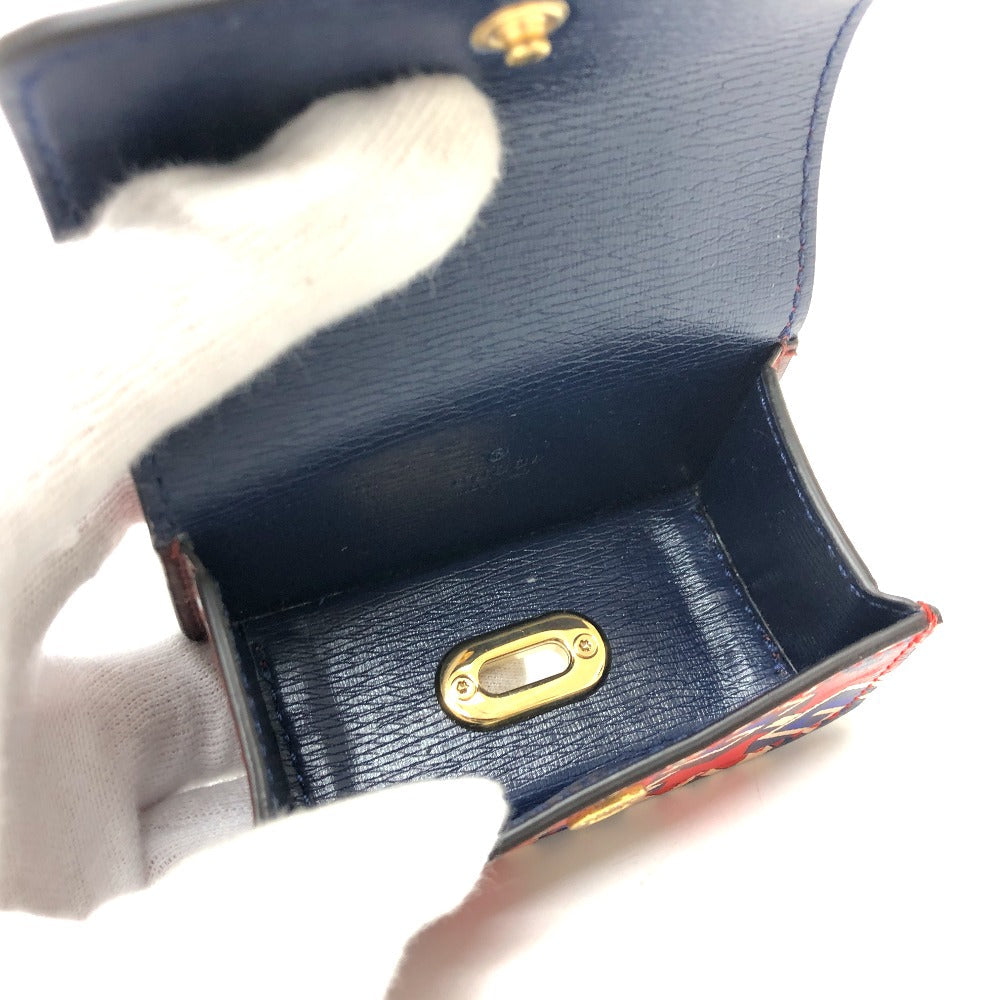 GUCCI key ring 692957 leather Red Pets GG Etiquette Bag Holder unisex(Unisex) Used Authentic