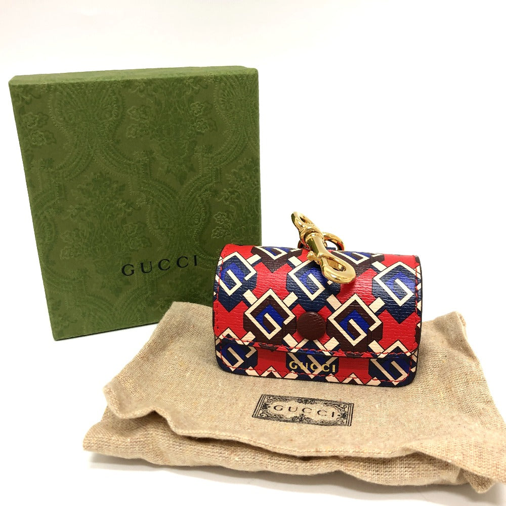 GUCCI key ring 692957 leather Red Pets GG Etiquette Bag Holder unisex(Unisex) Used Authentic