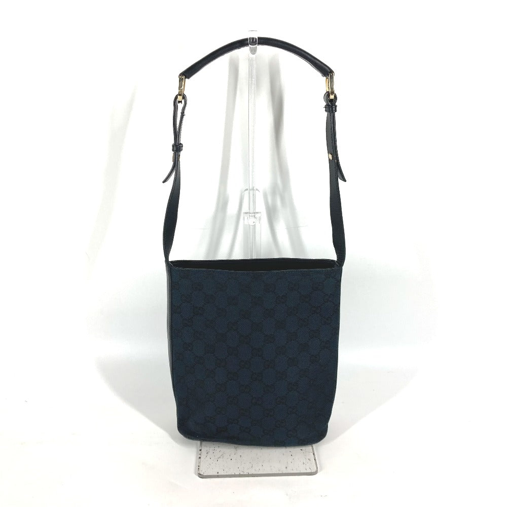 GUCCI Shoulder Bag 001 4286 Leather / canvas black Bucket Bucket GG Women Used Authentic