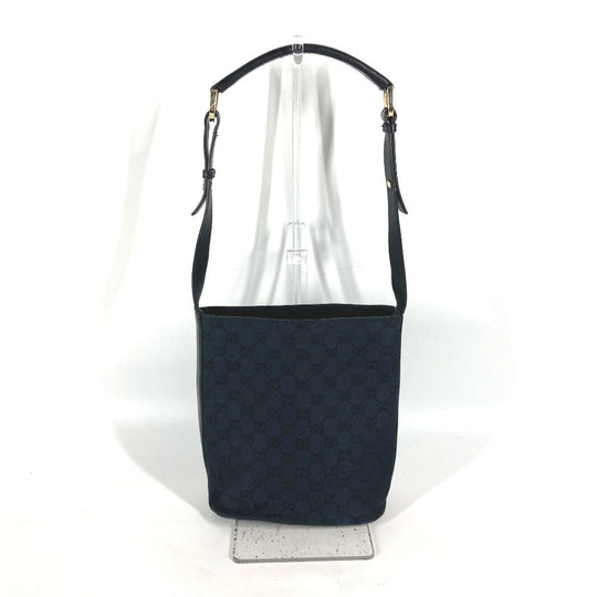 GUCCI Shoulder Bag 001 4286 Leather / canvas black Bucket Bucket GG Women Used Authentic