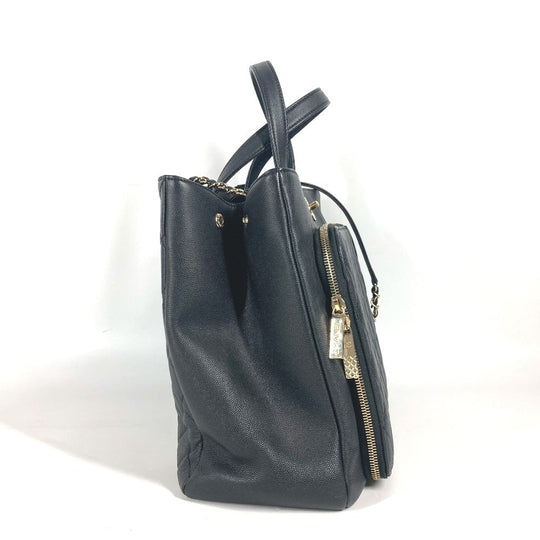 CHANEL Shoulder Bag A93795 Caviar skin black CC COCO Mark Affinity Matelasse Quilting Women Used Authentic