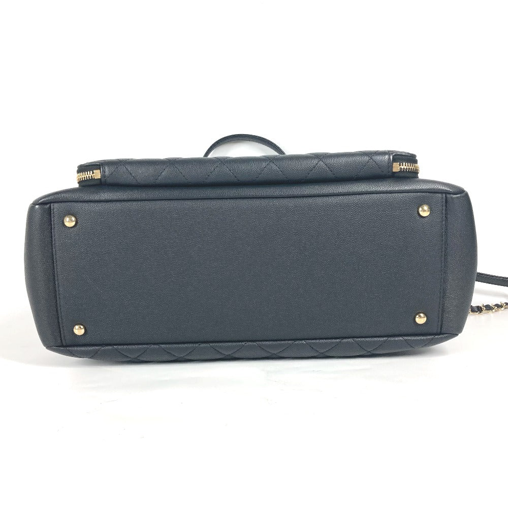 CHANEL Shoulder Bag A93795 Caviar skin black CC COCO Mark Affinity Matelasse Quilting Women Used Authentic