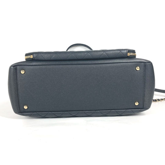 CHANEL Shoulder Bag A93795 Caviar skin black CC COCO Mark Affinity Matelasse Quilting Women Used Authentic