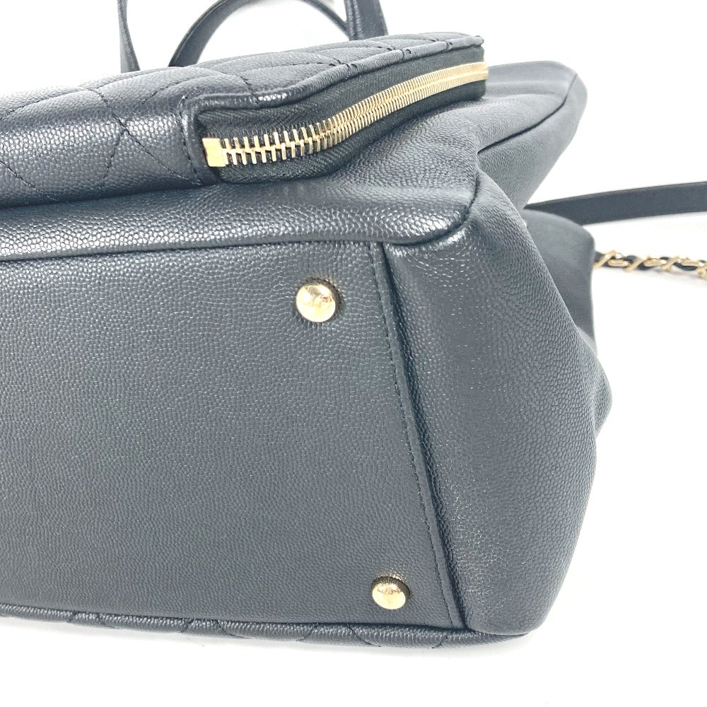 CHANEL Shoulder Bag A93795 Caviar skin black CC COCO Mark Affinity Matelasse Quilting Women Used Authentic