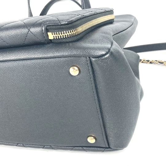 CHANEL Shoulder Bag A93795 Caviar skin black CC COCO Mark Affinity Matelasse Quilting Women Used Authentic