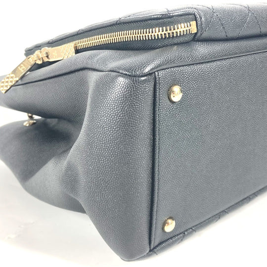 CHANEL Shoulder Bag A93795 Caviar skin black CC COCO Mark Affinity Matelasse Quilting Women Used Authentic