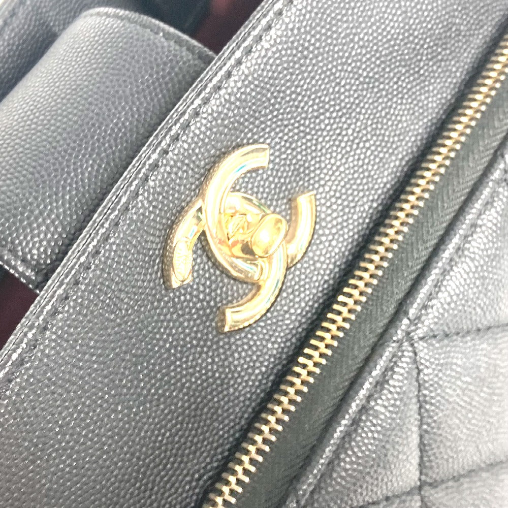 CHANEL Shoulder Bag A93795 Caviar skin black CC COCO Mark Affinity Matelasse Quilting Women Used Authentic