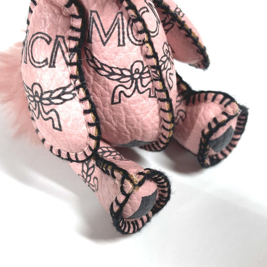 MCM key ring leather pink Vicetos Rabbit fur Women Used Authentic